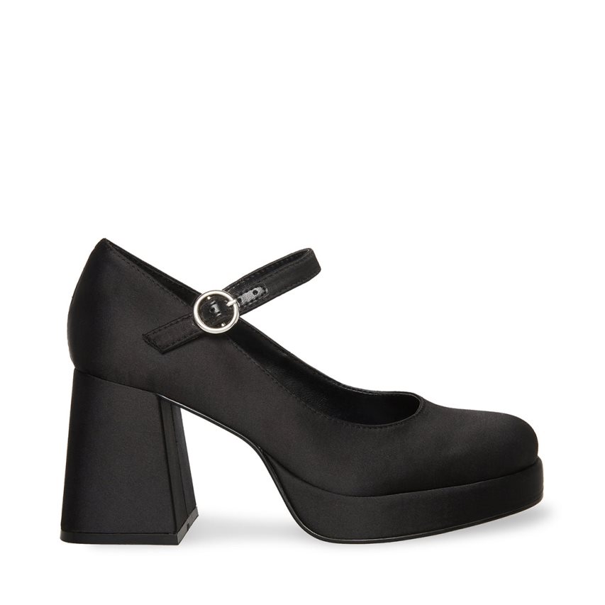 Black Steve Madden Mingle Satin Women\'s Heels | PH 0752MAO